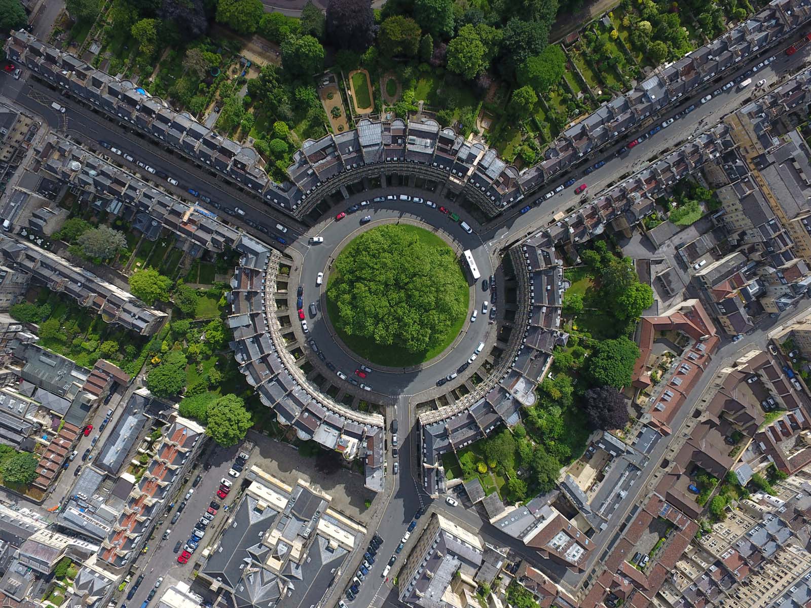 Aerial Shot Of The City Of Bath In The United Kingdom