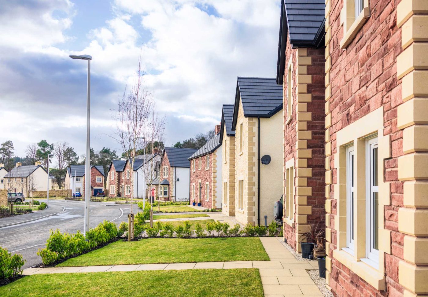 Modern UK housing estate.